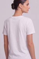 Γυναικείο t-shirt λευκό με τύπωμα σιελ άρωμα και strass 26-100-BP Γυναικείο t-shirt λευκό με τύπωμα σιελ άρωμα και strass 26-100-BP