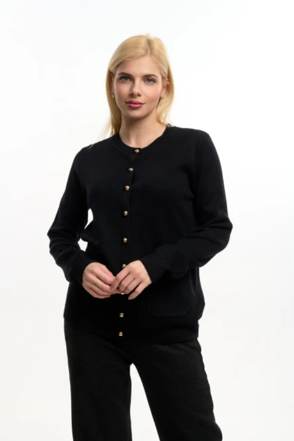 FIBES ΓΥΝΑΙΚΕΙΑ ΖΑΚΕΤΑ ΠΛΕΚΤΗ ΜΕ ΚΟΥΜΠΙΑ ΜΑΥΡΟ 05-9344