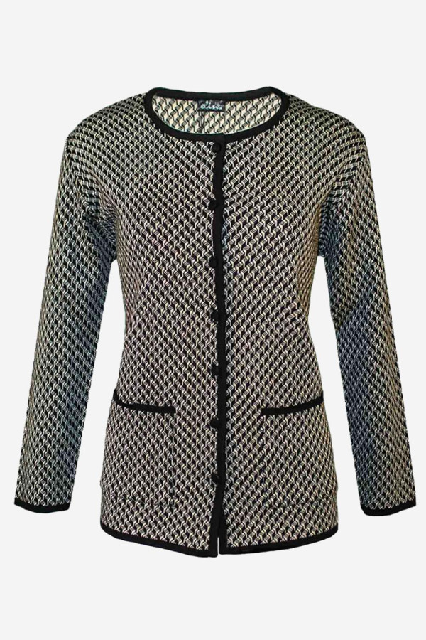 ELIN ΓΥΝΑΙΚΕΙΑ ΖΑΚΕΤΑ ΚΛΑΣΣΙΚΗ ΣΕ ΜΑΛΛΙΝΗ ΠΛΕΞΗ ΕΜΠΡΙΜΕ ΜΑΥΡΟ 019