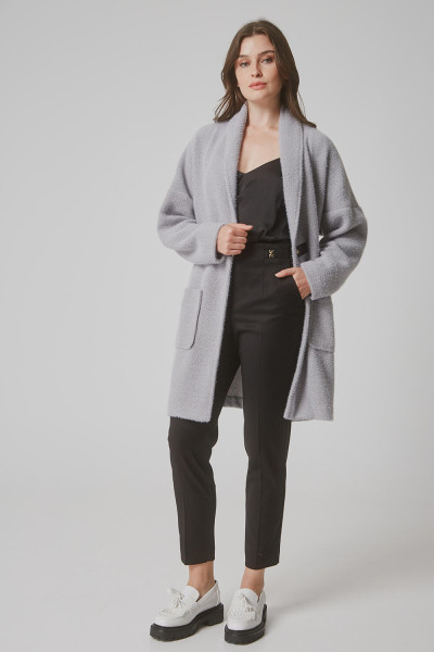 BILL COST WOMEN'S LONG JACKET WITH PLATE COLLAR GRAY 10-130162-0