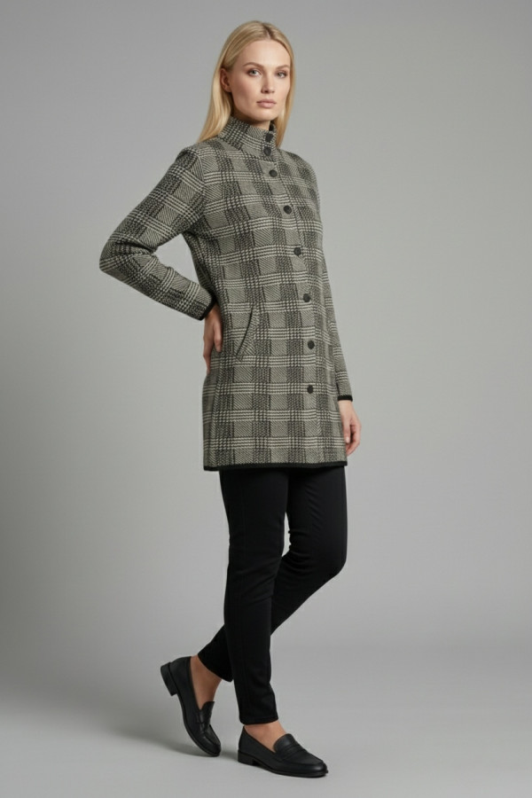 ELIN ΓΥΝΑΙΚΕΙΑ ΜΑΚΡΙΑ ΖΑΚΕΤΑ ΜΑΛΛΙΝΗ ΜΕ ΚΑΡΟ ΜΟΤΙΒΟ ΜΑΥΡΗ 021