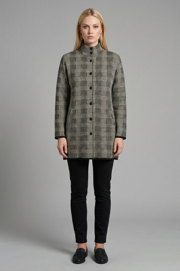 ELIN ΓΥΝΑΙΚΕΙΑ ΜΑΚΡΙΑ ΖΑΚΕΤΑ ΜΑΛΛΙΝΗ ΜΕ ΚΑΡΟ ΜΟΤΙΒΟ ΜΑΥΡΗ 021