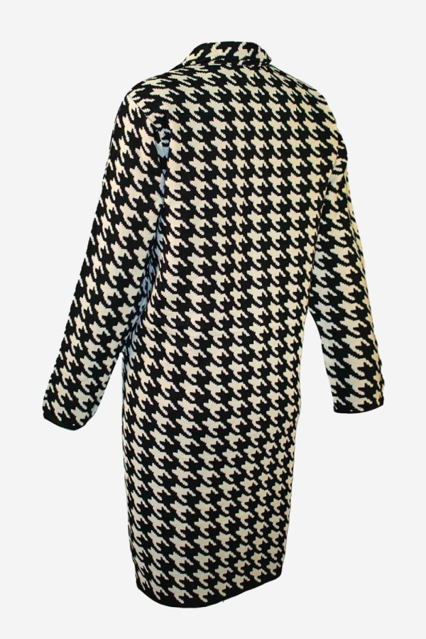 ELIN ΓΥΝΑΙΚΕΙΑ ΠΛΕΚΤΗ ΖΑΚΕΤΑ ΜΑΚΡΙΑ ΜΑΛΛΙΝΗ PIED DE POULE ΜΑΥΡΟ 401