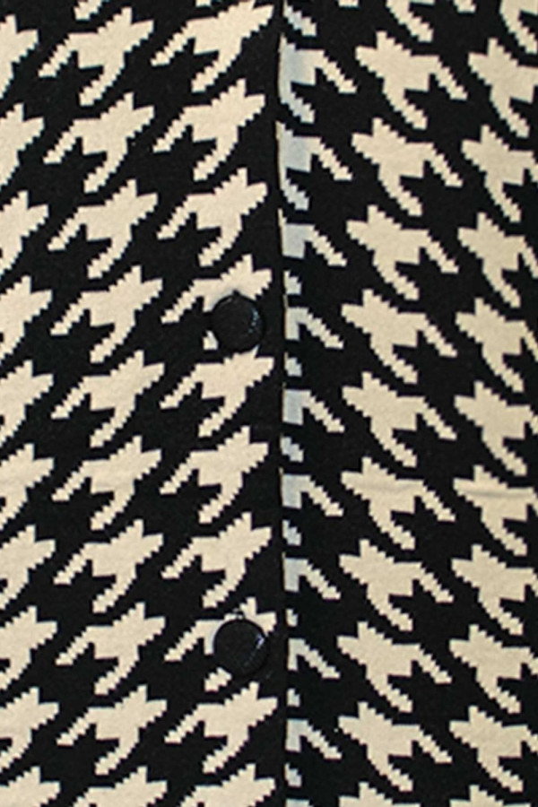 ELIN ΓΥΝΑΙΚΕΙΑ ΠΛΕΚΤΗ ΖΑΚΕΤΑ ΜΑΚΡΙΑ ΜΑΛΛΙΝΗ PIED DE POULE ΜΑΥΡΟ 401